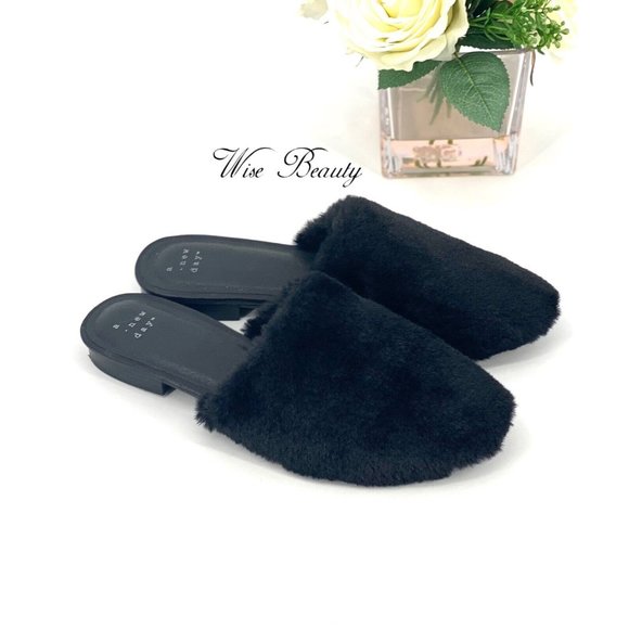 a new day Shoes - NEW Women’s Carter Faux Fur Fuzzy Mule Size 7 Slip-On Shoe Black - A New Day